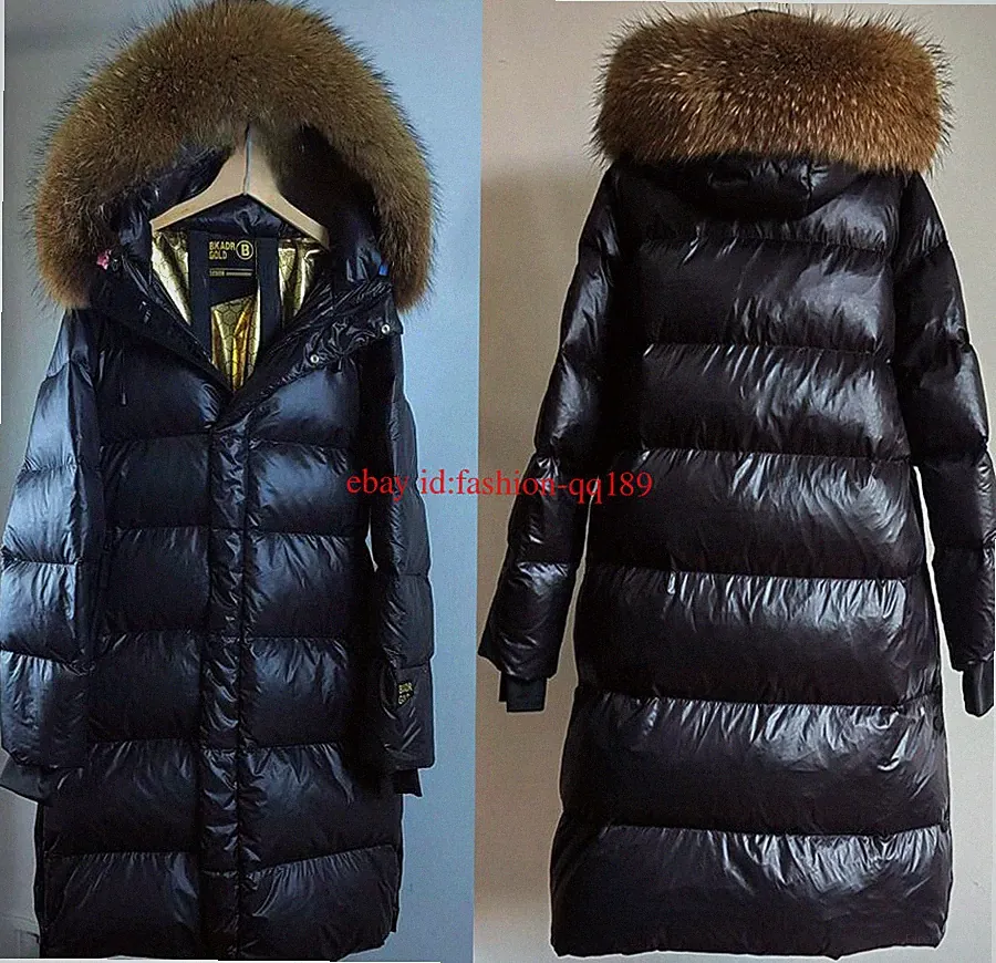 2025 Damen Winterjacke flauschig daunenjacke Echtpelzkragen Lang Mantel Parka