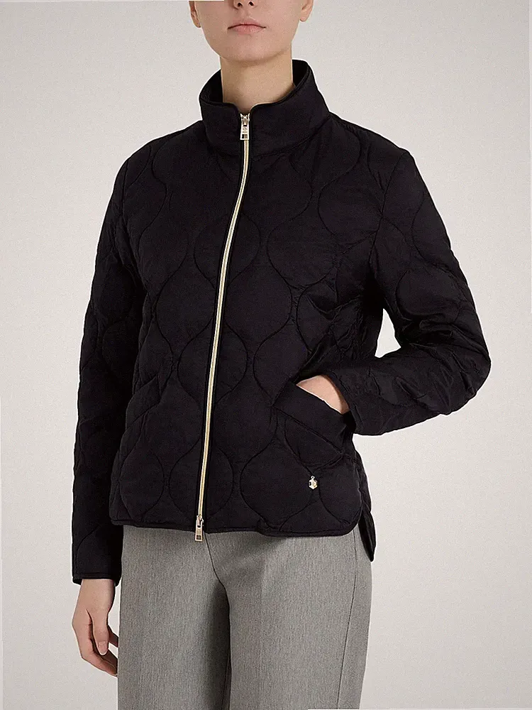 25% DAMEN DAUNENJACKE SPINNE DP02KP DAUNENJACKE STEPPDECKE SCHWARZ GEPOLSTERT STEHKRAGEN Reißverschluss
