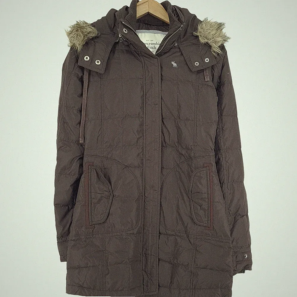 Abercrombie & Fitch Daunen Braun Mantel Jacke Atmungsaktiv Rb7 Größe S
