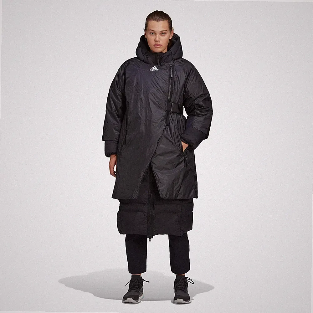Adidas Damen Daunen Parka Prime Cold.rdy Lang Kapuze Winterjacke Jacke Neu Black