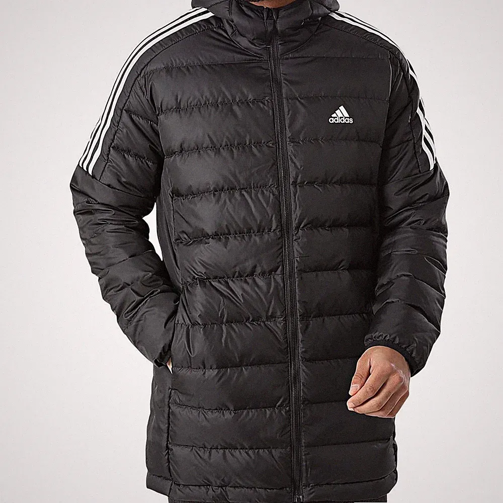 adidas Essentials Down Parka - Herren Winter Daunen Jacke Mantel Schwarz GH4604