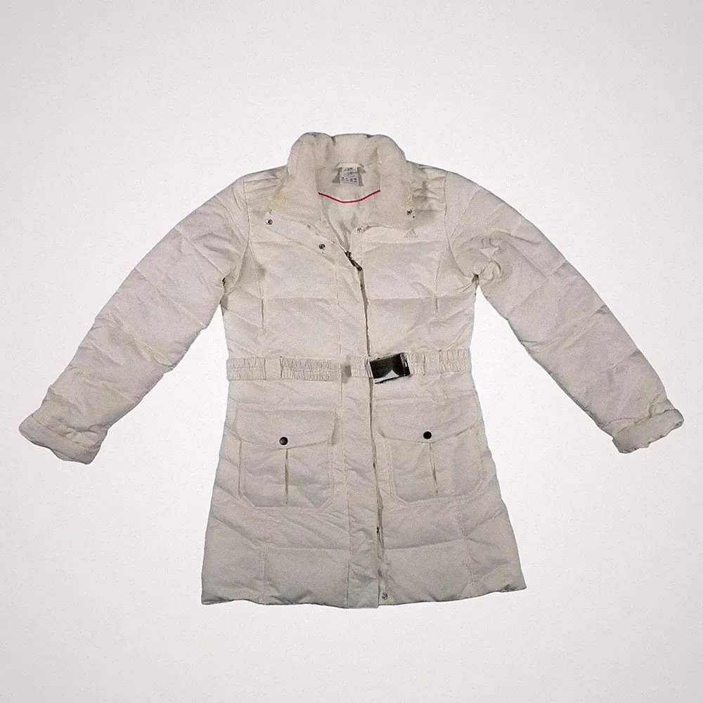 Adidas Mantel Weiß Größe 12 Daunen Wattiert Stepp Puffer Damen Full Zip Selten