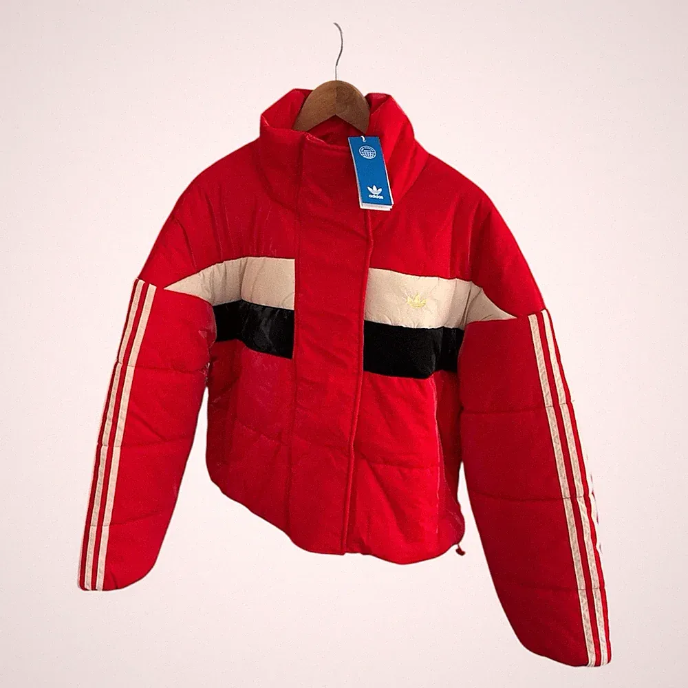 Adidas Puffer Jacke Gr. UK 18 rot schwarz Adidas Originals Mantel Damen XXL NEU