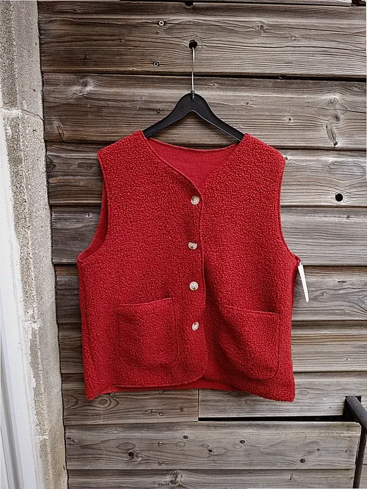 Ärmellose Weste rot Sherpa-Effekt - New Star - Größe 1 (S/M)