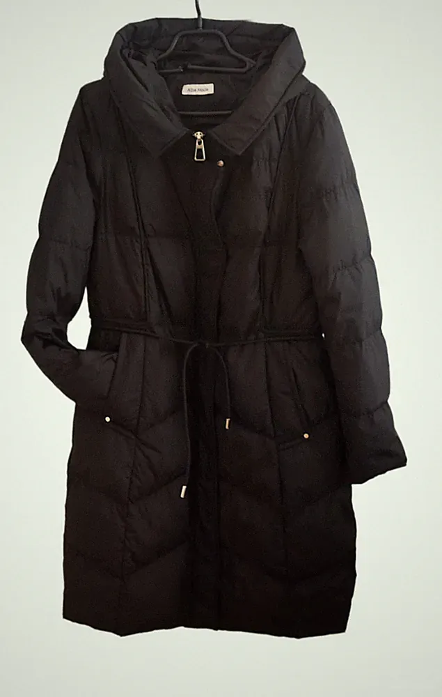 Alba Moda Damen Mantel Winter Daunenmantel mit Kapuze schwarz Gr.36