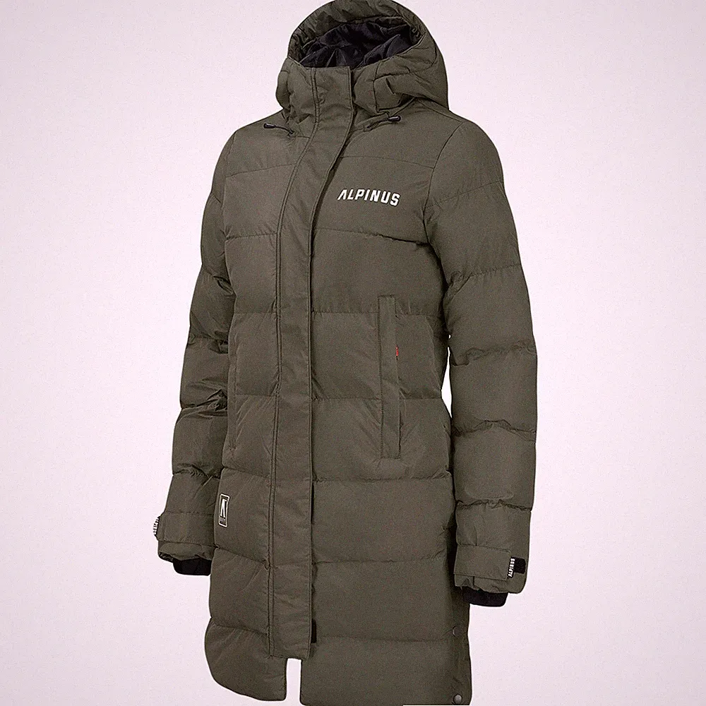 Alpinus Damen Iparla City Jacke Kapuze Mantel Lang Winter Puffer Wandern Grün