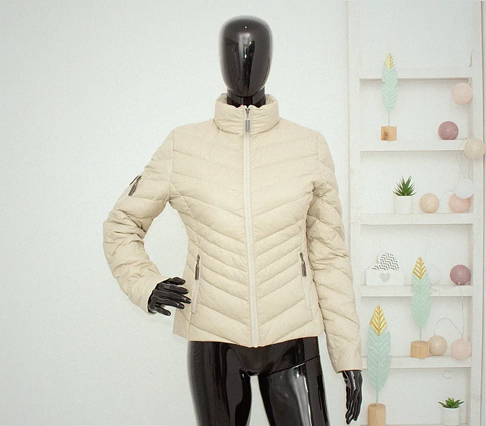 Arctic By Haust Puffer Jacke Beige Daunen Federfüllung Kurzmantel Damen 36 UK10