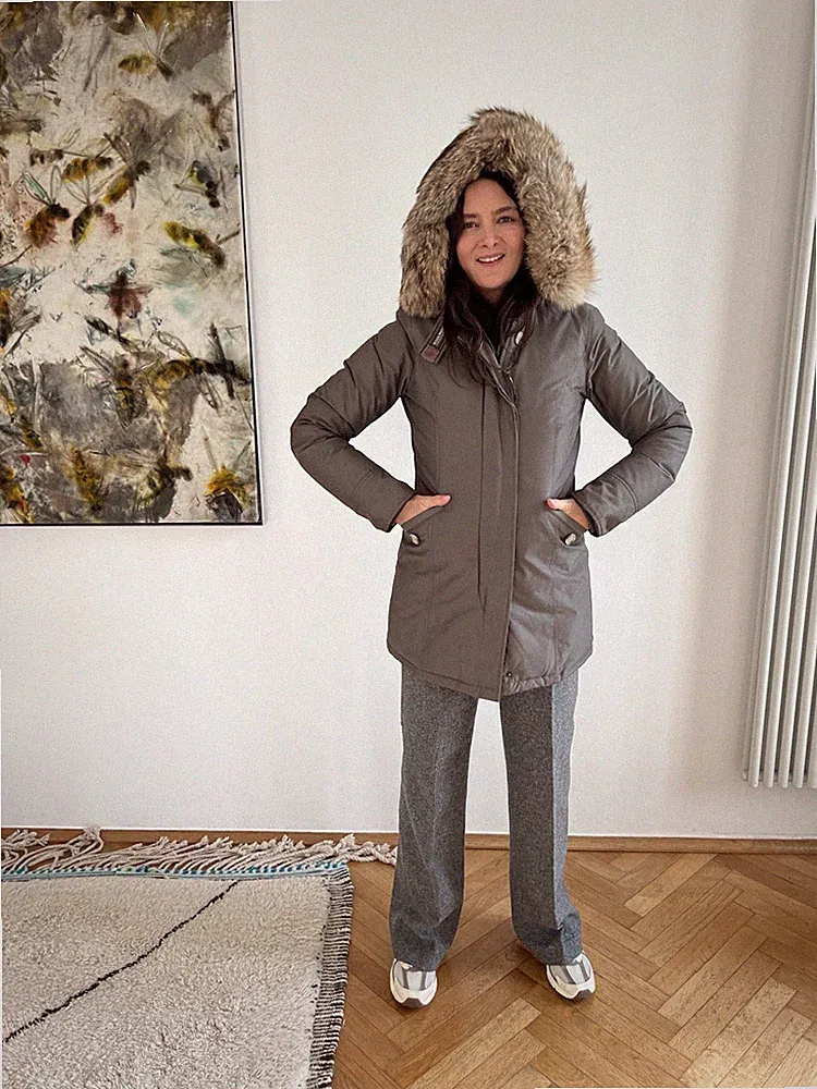 Grau Daunenparka