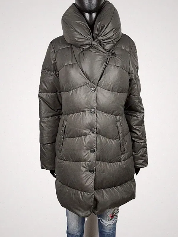 Armani Collezioni Damen Daunenjacke 42 Gänsedaunen lang grau Wintermantel