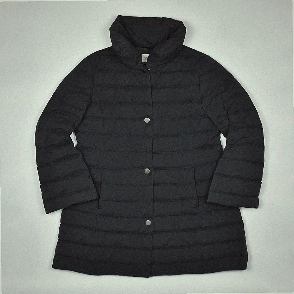 ARMANI Collezioni Damen GÄNSEDAUNEN Steppjacke Mantel Puffer Grau Größe 50