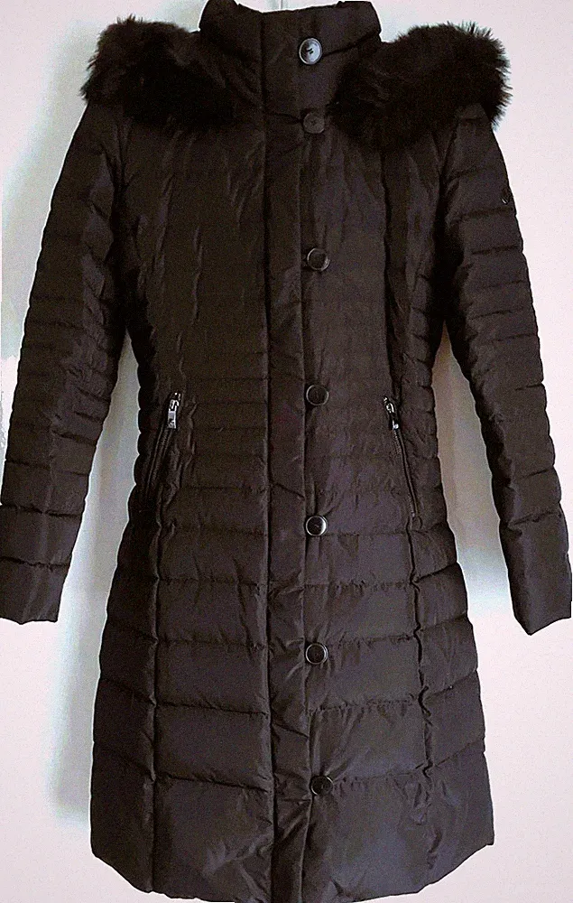 Armani Jeans Damen Daunenmantel Gr. 36 | Ungetragen | Kapuze Webpelz