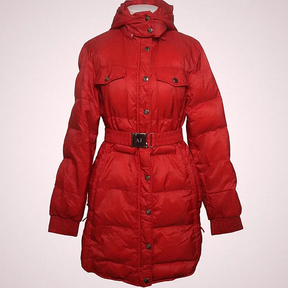 Armani Jeans, Daunenmantel, Damen, Größe: 44, Rot, Feder/Polyamid #qCd