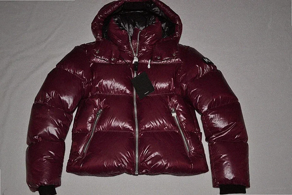 Authentisch Mackage Damen Evie Lustrous Daunenjacke Weinrot Kapuze Alle Größen