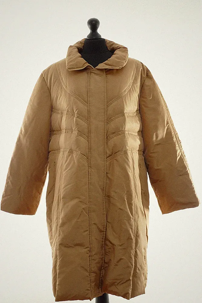 Avitano Damen Daunenmantel Mantel 48 beige gold uni lang warm gefüttert