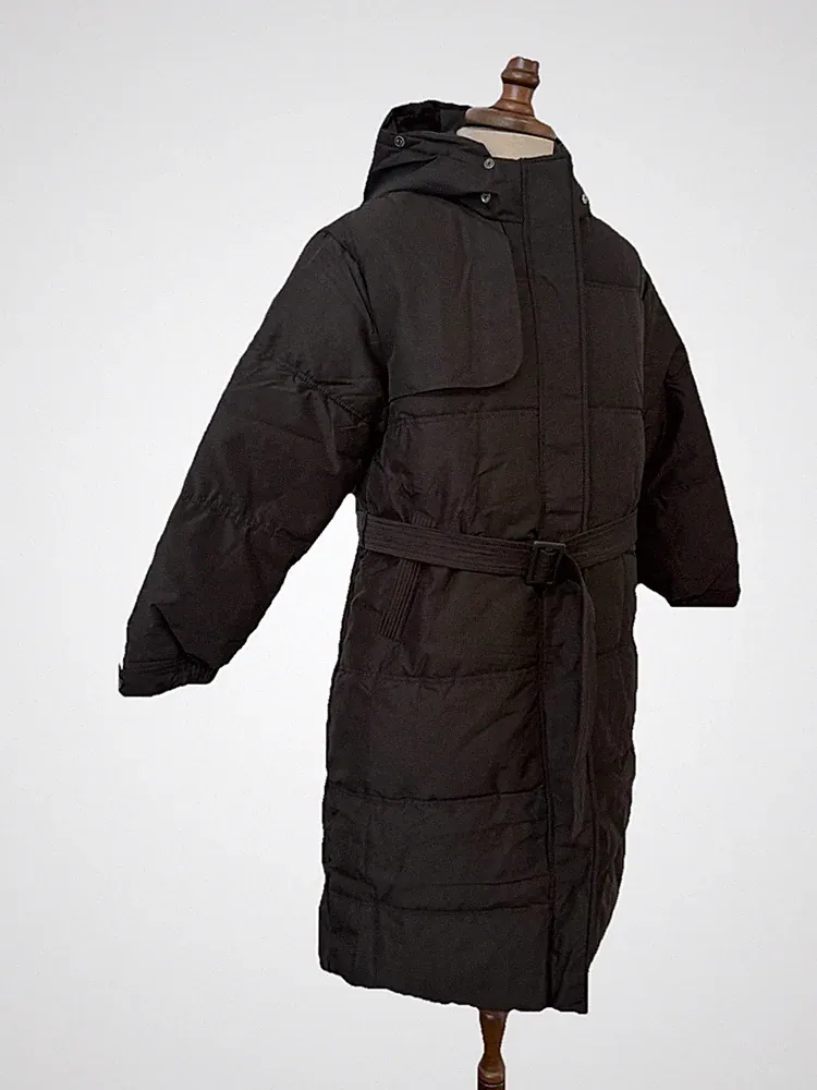 BAIRUNQI Damen Daunenmantel L Schwarz Warm Kapuze Gürtel Elegant 🖤✨