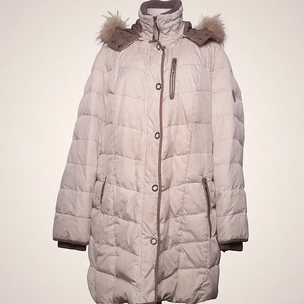 Barbara Lebek, Daunenmantel, Damen, Größe: 48, Beige, Daune/Polyester, Karo #gX7