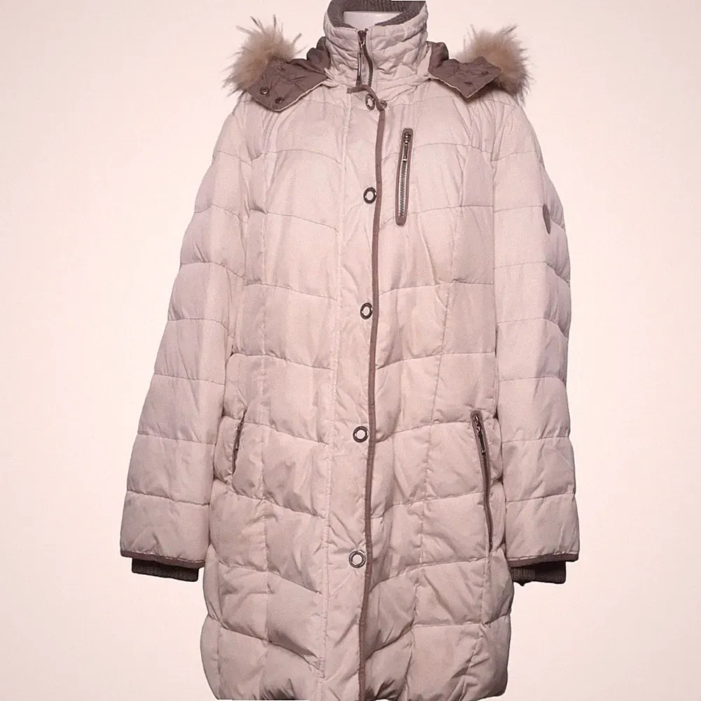 Barbara Lebek, Daunenmantel, Damen, Größe: 48, Beige, Daune/Polyester, Karo #gX7