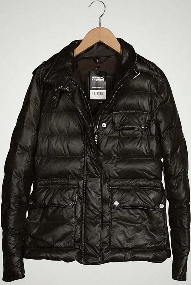 Belstaff Jacke Damen Anorak Jacket Kurzmantel Gr. 42 Daunen Leder Grün #fkt4fy0