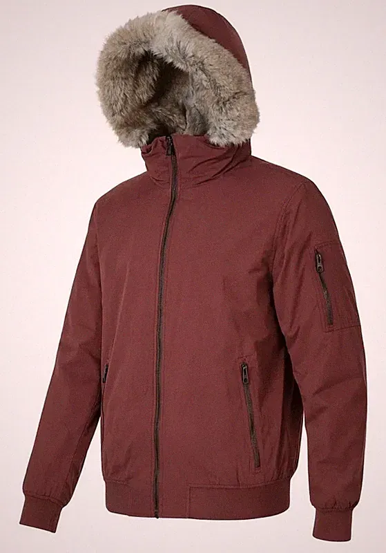 Bench Herren Winterjacke mit Kunstfellkapuze – Bordeaux – Gr. M (48) - UVP €139