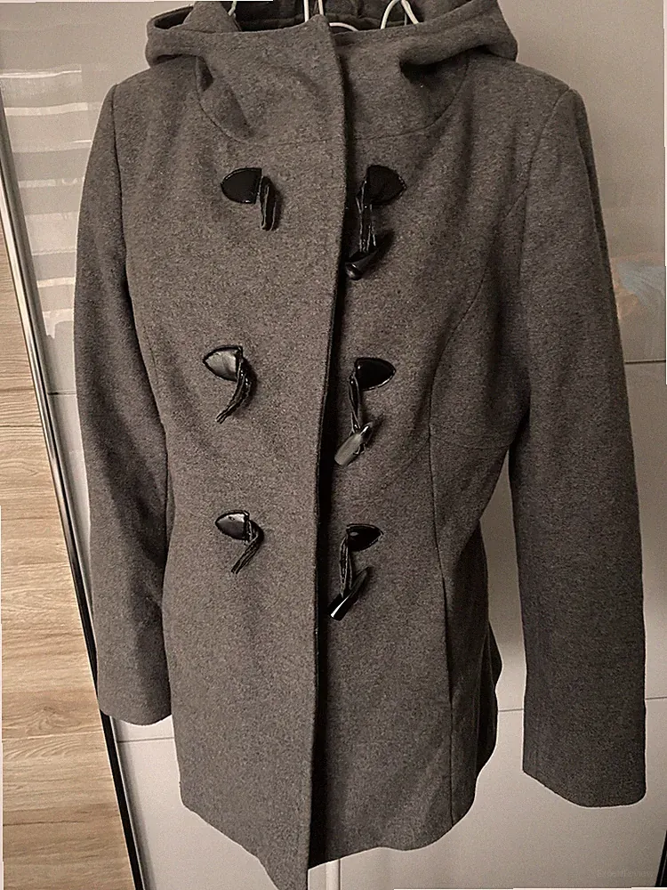 Benetton Dufflecoat, Wollmantel, 38, Grau
