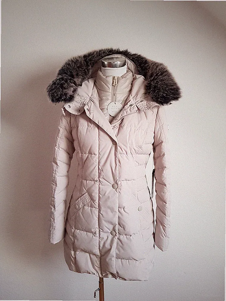 Betty Barclay Crossover Daunenjacke Daunenmantel Gr 36 Off White