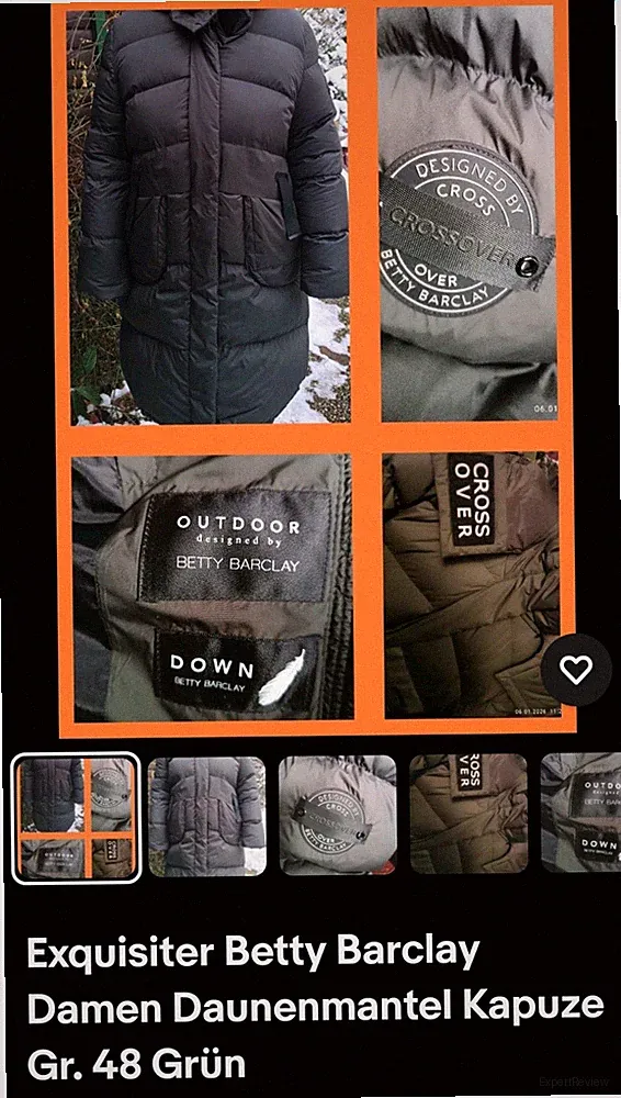 Betty Barclay Damen Daunenmantel lang mit Kapuze Reißverschluss Grün Gr. 48