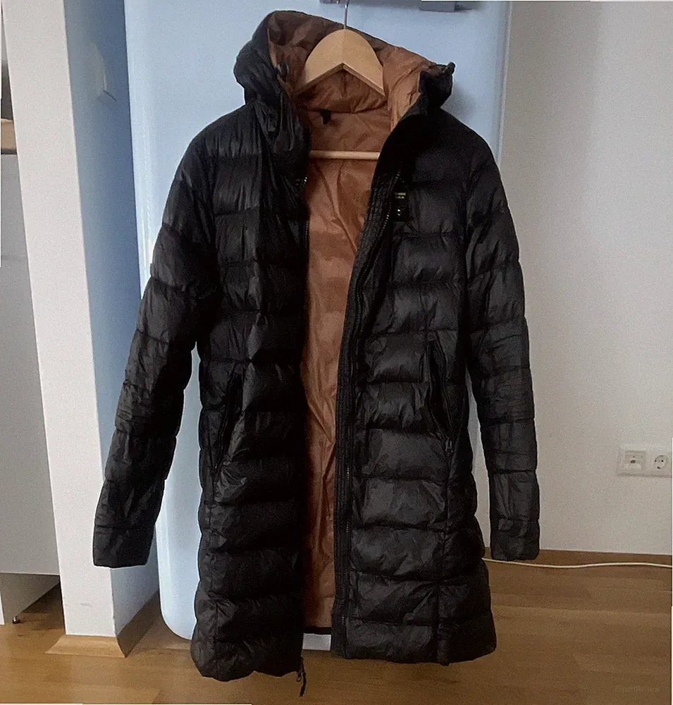 daunenmantel damen lang schwarz