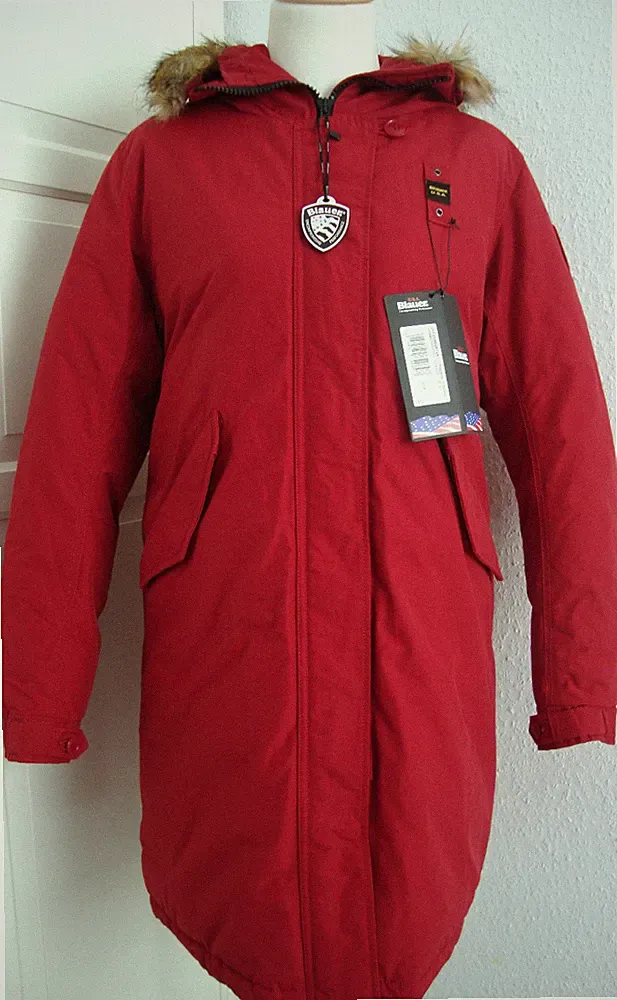 BLAUER USA Daunen Mantel Jacke Parka Damen mit Kapuze Rot Gr.L NEU mit ETIKETT