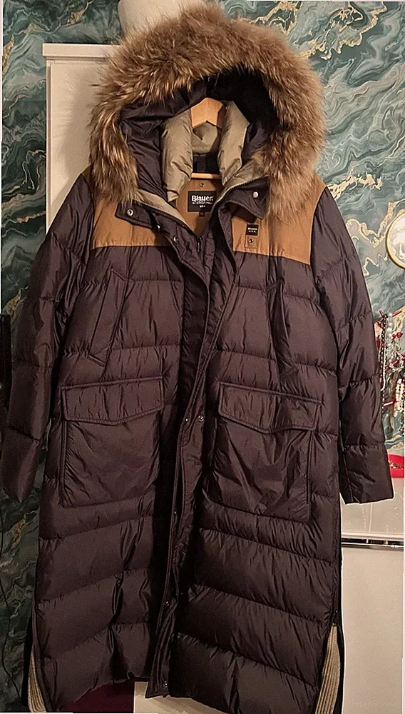 Blauer USA Mantel Daunen Puffer Schwarz Braun Gr.44 46 XXL UVP570,00 Top!!!