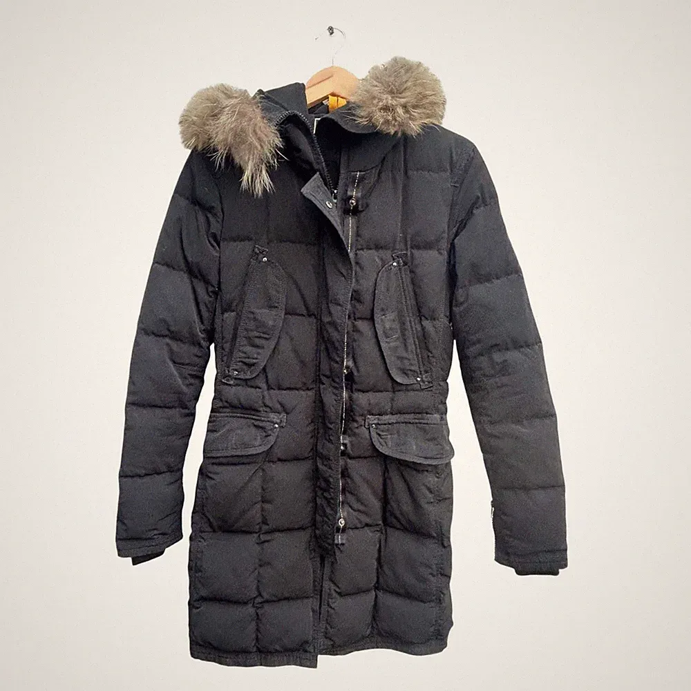 Blonde No 8 Stockholm Daunenmantel Damen Gr 34 Schwarz Fell Wintermantel Warm