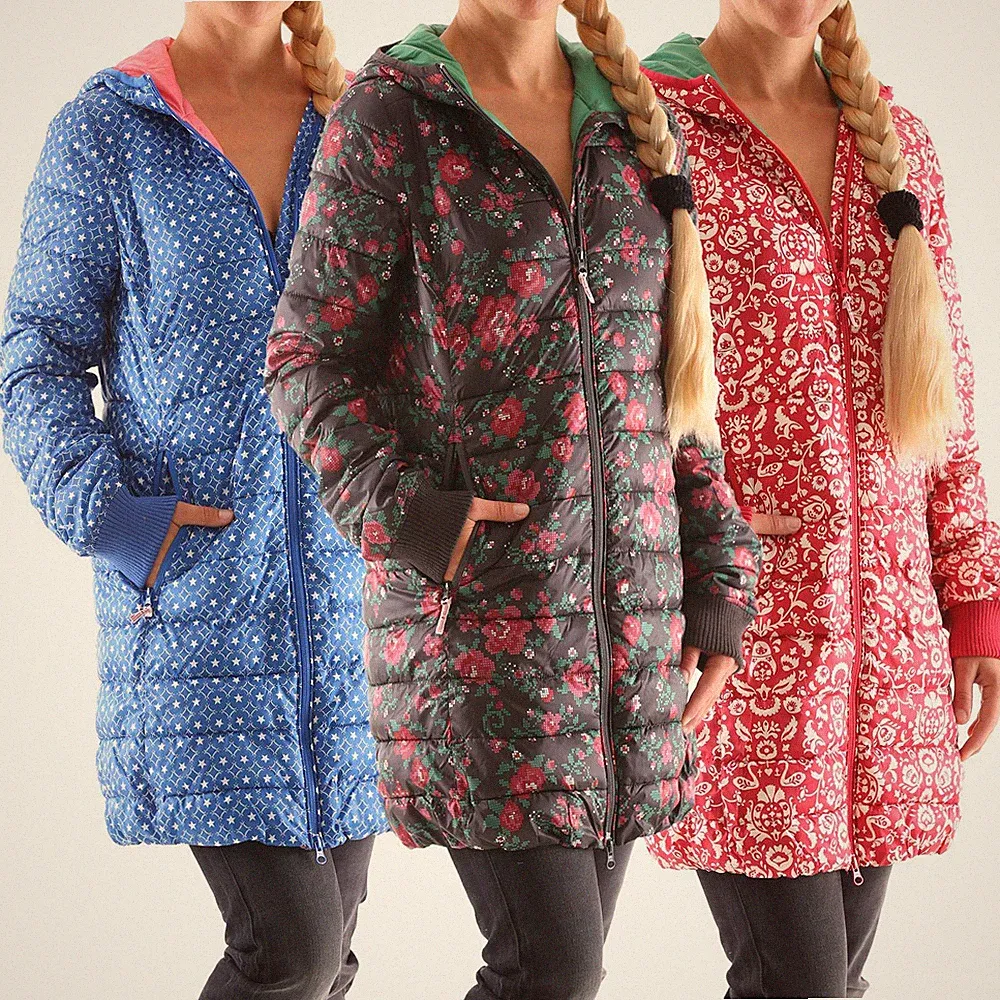 Blutsgeschwister Leichte Laune Long Jacket Damen Daunen Jacke Mantel Neu