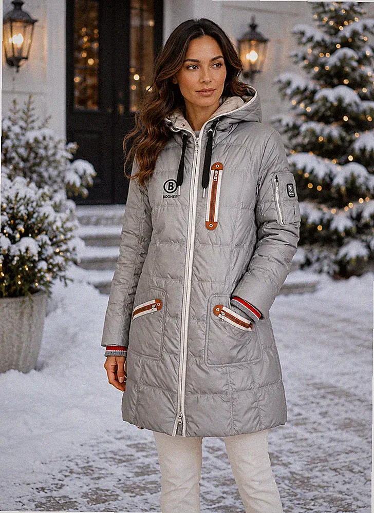 Bogner Daunenmantel MANTEL Skijacke Silber Damen 40 M/L Jacke Ski Wintermantel