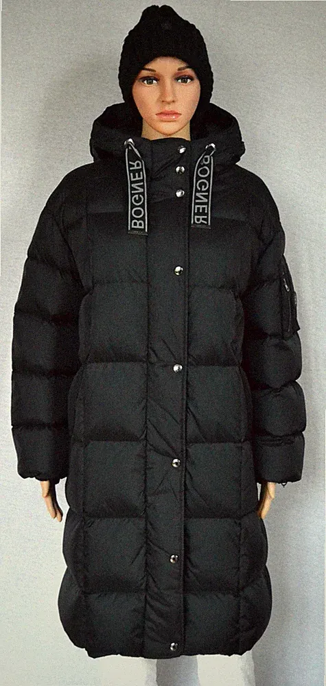 BOGNER FERGY DAMEN DAUNENMANTEL JACKE SCHWARZ LOGO BÄNDER UVP999€ Gr 42 L-XL NEU