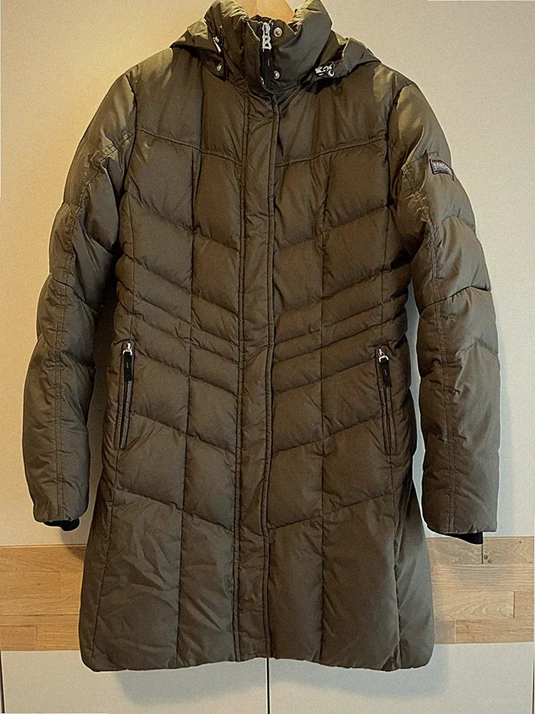Bogner Mantel Daunenmantel Damen Khaki Grün Gr. 40 L Winterjacke