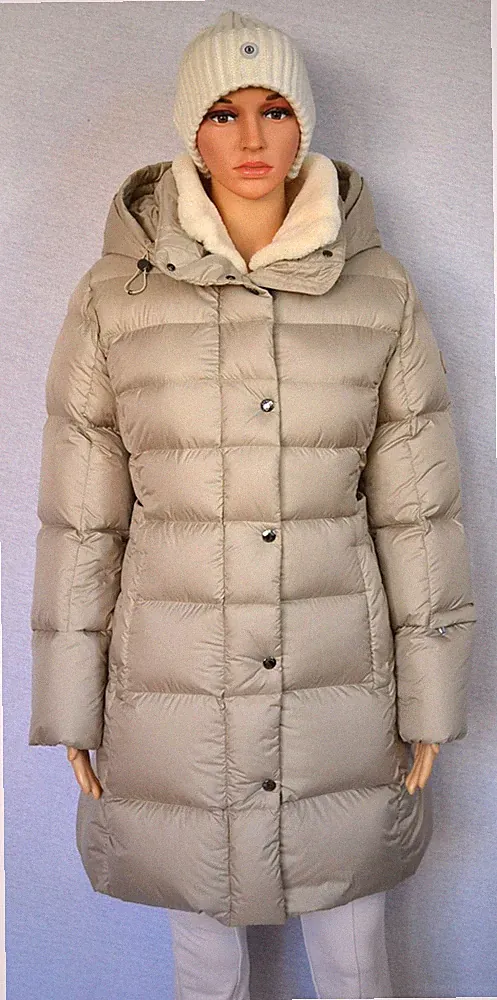 BOGNER NICCI DAMEN DAUNENMANTEL FELL MANTEL BEIGE JACKE UVP 995 € Gr 36 S NEU