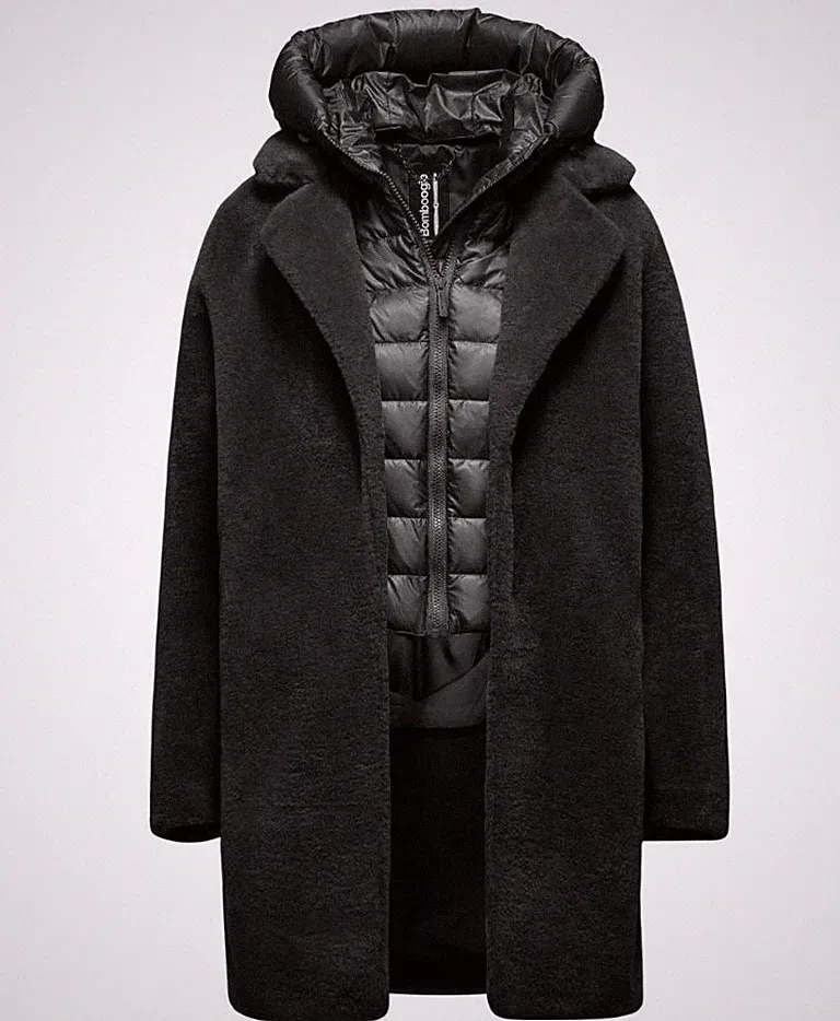 BOMBOOGIE Damen Wintermantel Parka Odessa Kunstpelz Daunen Pelz schwarz Gr L