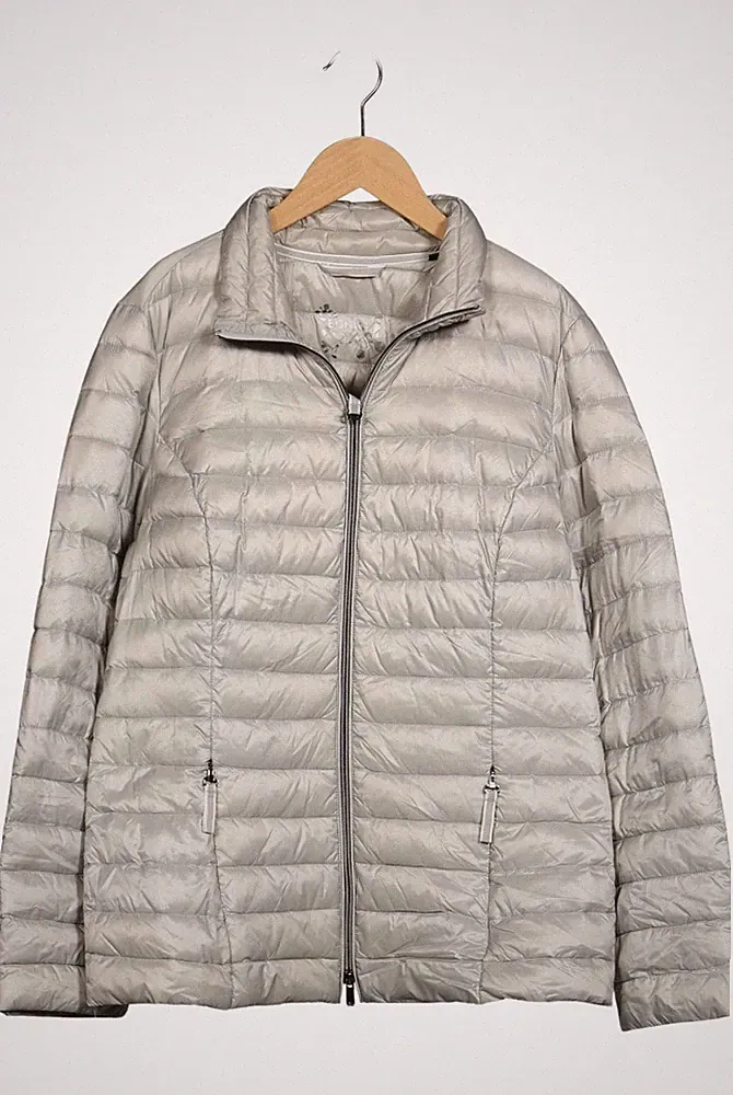 Bonita Jacke Damen Anorak Jacket Kurzmantel Gr. EU 42 Daunen Grau #r2s6g56