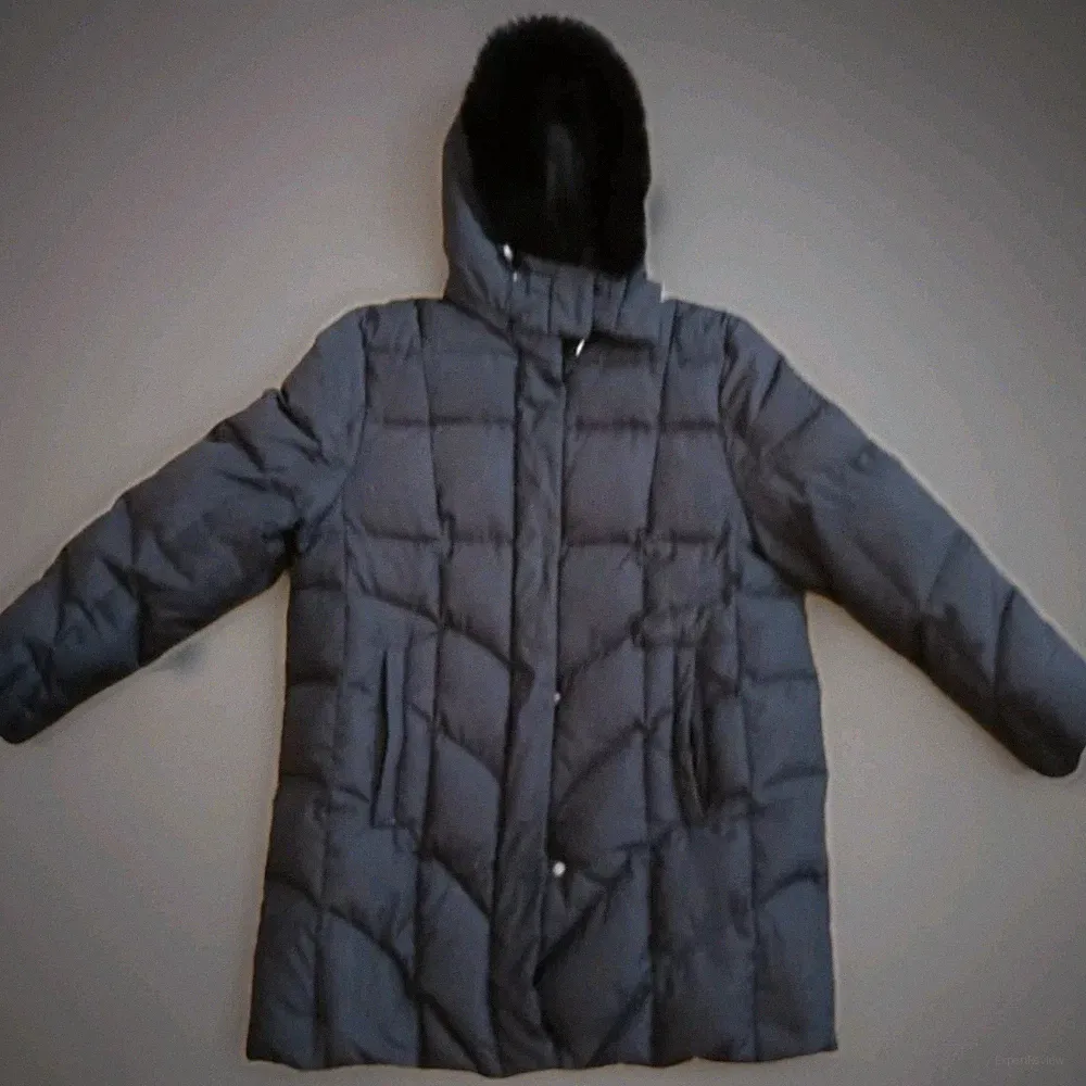 BRAX Langer Damen Steppmantel, schwarz, abnehmbare Kapuze, Gr.44,echte Daunen