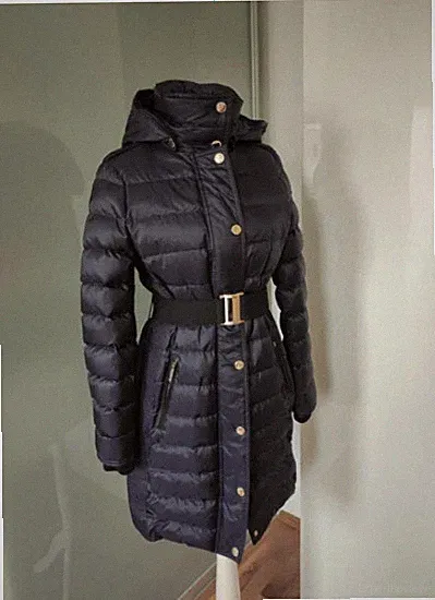 Burberry London Abbeydale Daunenmantel Parka Blau Gold XS/S NEU NP 899