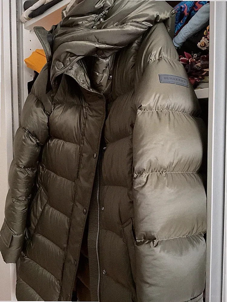 Burberry London Parka Daunenmantel mit Kapuze Gr. M Grün
