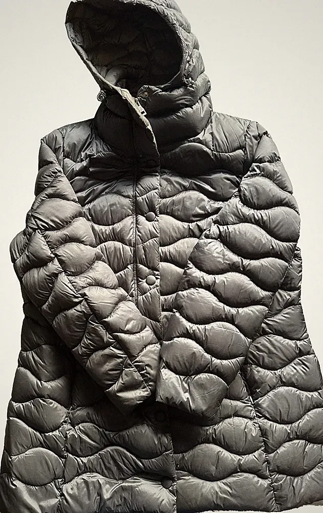 C&A Daunenjacke/-mantel Gr 48 XL Damen Wellensteppung Anthrazit Grau Kapuze