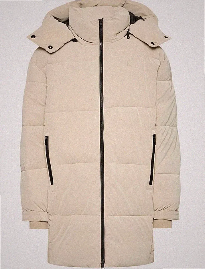 CALVIN KLEIN Damen Daunenmantel Winterjacke Steppjacke Kunstpelz beige Gr L NEU