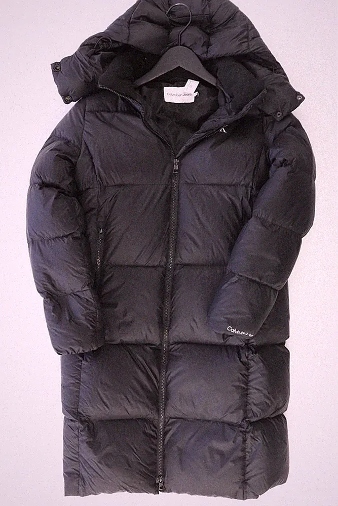 Calvin Klein Daunenmantel Slim Mantel für Damen Gr. 32, XS schwarz aus Polyamid