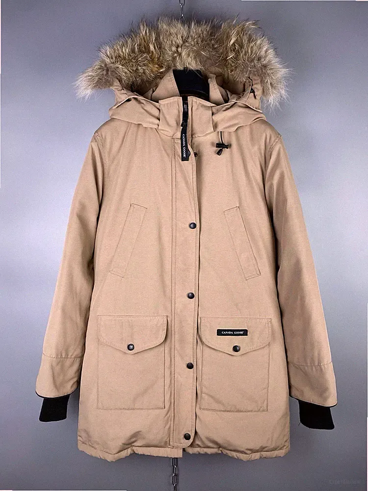 Canada Goose Damen Beige Reißverschluss Kapuze Trillium Daunenmantel Park Puf...