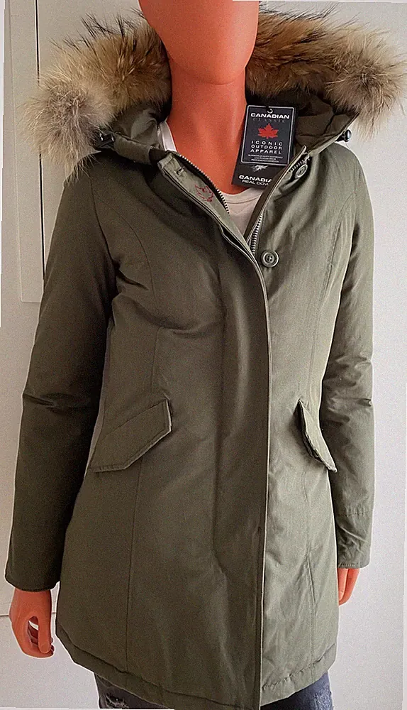 Canadian Classics Daunenmantel Parka Khaki mit Pelz Gr. XS NEU
