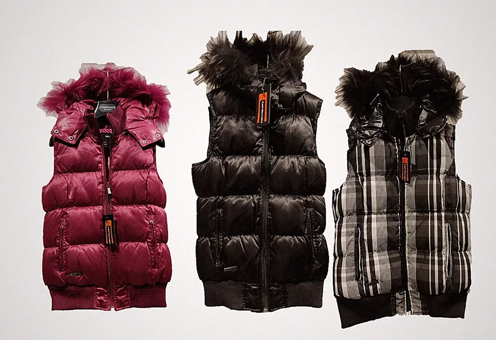 CENSURED Daunenjacke Bomber ärmellos Mädchen Kapuze/Fell schwarz Weste Mini S