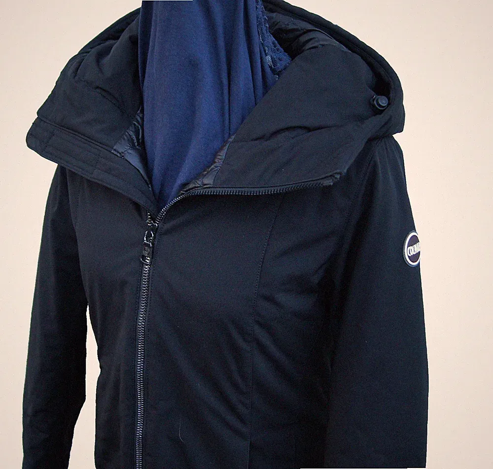 Colmar 40 Damen Daunen Jacke Mantel Schwarz Softshell mit Kapuze