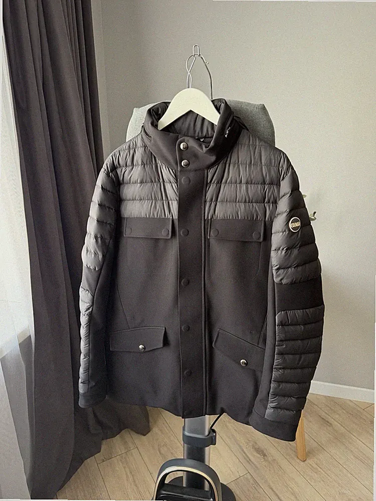 Colmar Originals Daunenjacke Schwarz Kapuze Puffer Mantel Full Zip Größe L