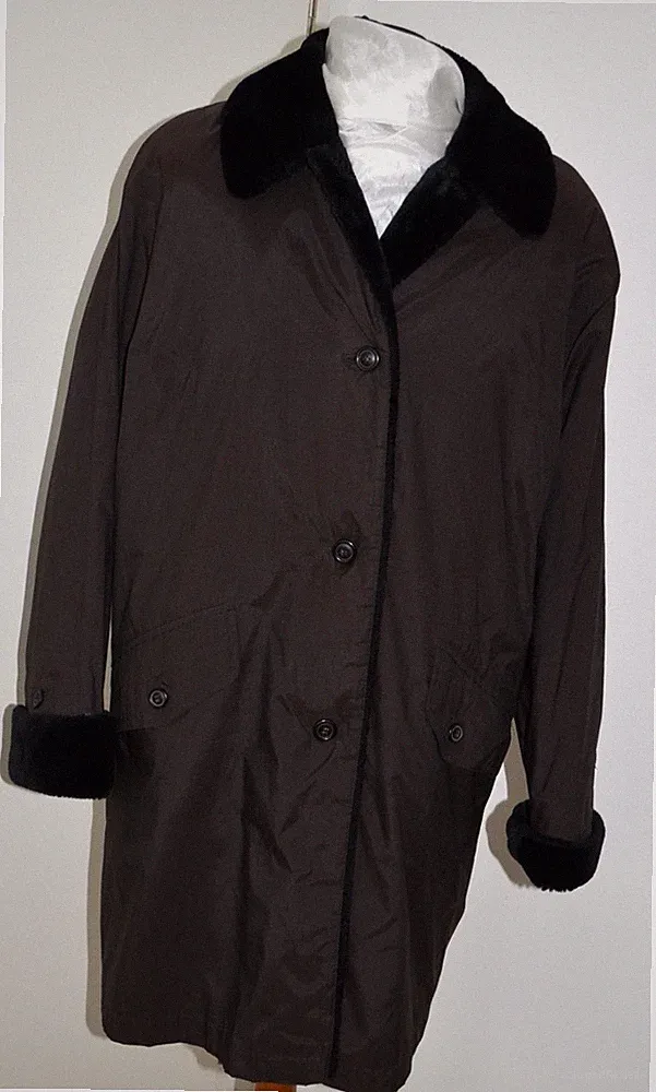 Damen C&A Warme Mantel Lange Jacke Gefurterttet Braun Gr.46 wie Neu