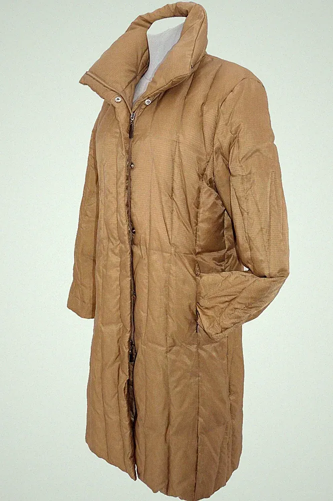 Damen Daunen Mantel long Parka Erdnuß braun Gr. ca. XL lang Kaufhoff